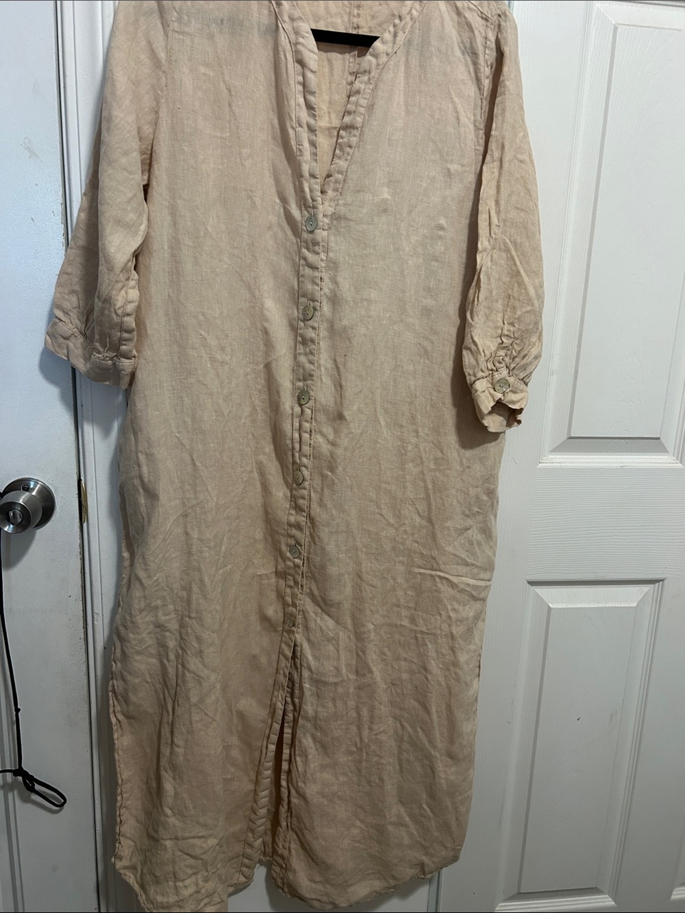 Zara Light Beige Linen Shirt Dress